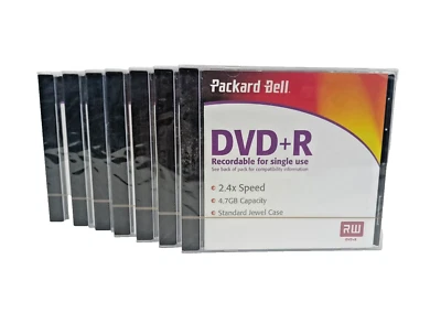 Packard Bell DVD+R 8 Pack Sealed 4.7GB Capacity 2.4 x Speed Standard Jewel Case - Image 1 of 4