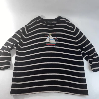 Suéter Sag Harbor Sport Mujer 3X Bordado Velero Rayas Alterado Más Corto Foto 1 de 4