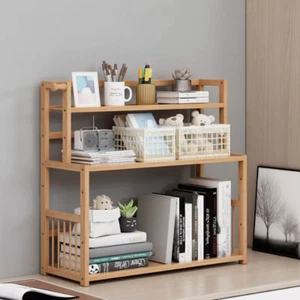 3-Layer Bamboo Desktop Bookcase Organizer Storage Shelf Rack Home Office US SHIP - Picture 1 of 4