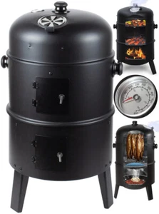 MalTec GrillMaster SmokeHouse GM8000 Kohlengrill Räucherei 3-in-1 Garten Terrass