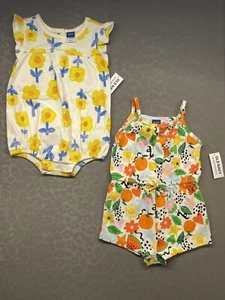 Lot of 2 Old Navy Baby Girl 6-12 Months Printed Sleeveless Dress & Romper NWT - Picture 1 of 1