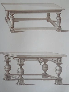 Tables Crispin de PASSE 1642 époque LOUIS XIII GRAVURE ADAMS MEUBLE XIXéme - Picture 1 of 2