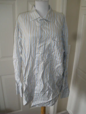 Camisa de vestir de manga larga para hombre Nordstrom 18 34/35 gris/amarillo ajuste a rayas (T69 Foto 1 de 4