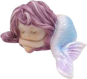 Resin Sleeping Little Mermaid Statue for 3.5" L * 2.36" W * 1.57" H, Blue - Picture 1 of 9