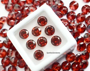 Natural Red Garnet Round Loose Cut Gemstone Lot 5 Pcs 6 MM Garnet Gemstone Lots - Picture 1 of 13