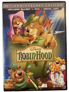 Disney Robin Hood (Blu-Ray + DVD + Digital Copy, 2013) 40th Anniversary Edition - Picture 1 of 1