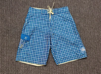 Pantalones Cortos de Tabla Gotcha Skate and Surf Para Hombre Azul y Blanco Talla 32 Estampado a Cuadros Foto 1 de 4