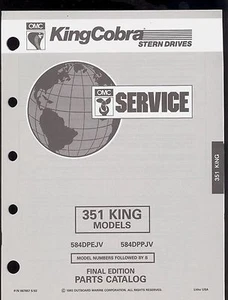 1993 OMC  / COBRA STERN DRIVE PARTS MANUAL  351 KING COBRA  MODELS - Imagen 1 de 1
