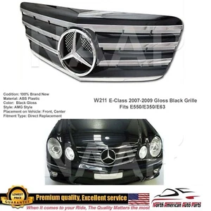 E-Class Gloss Black Grille Chrome Star for E550 E63 E350 2007 2008 2009 New - Picture 1 of 6