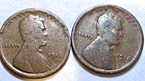 1916-P Lincoln Wheat 1c Pair ~ Good+ \ VG?  ~ Get 1 Set Shown ~ BARGAIN ~ B66 - Picture 1 of 8