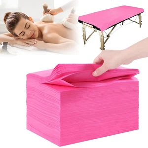 200 Pieces Pink Disposable Bed Sheets Non-Woven Fabric SPA Table Sheet Bed Cover - Picture 1 of 12