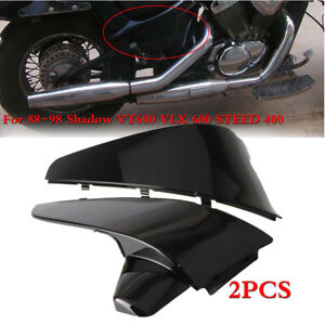 Side Battery Cover Guard Black 2x For 88-98 Honda Shadow VT600 VLX600 STEED 400