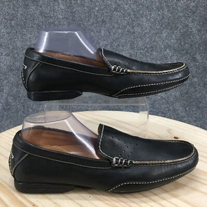 Bacco Bucci Shoes Mens 10M Lampard Casual Slip On Moc Loafer Flats Black Leather - Picture 1 of 15