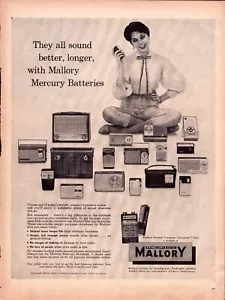 Vintage Print Ad -1960 Mallory Mercury Batteries - Picture 1 of 1