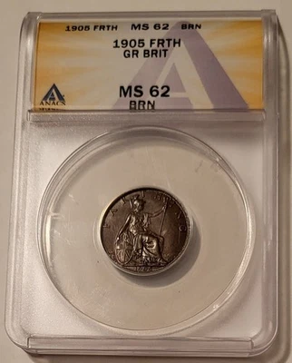Great Britain Edward VII 1905 Farthing MS62 BN ANACS - Image 1 of 4