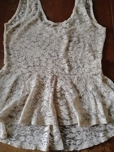Canotta donna DNA Couture taglia Lg beige con gonna in pizzo - Foto 1 di 7