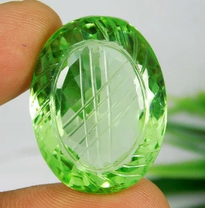 Carved Certified 56.60 Ct Natural Green Peridot Oval Carving Cut Gemstone - Picture 1 of 13