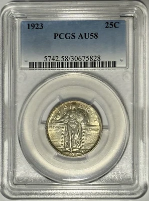 Cuarto de cuarto de libertad permanente P 1923 25c graduación profesional AU58 ⭐️BONITA MONEDA ORIGINAL⭐️ Foto 1 de 2