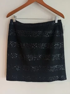 Ann Taylor Loft Damen schwarz Pailletten Rock komplett gefüttert Größe 6 - Bild 1 von 3