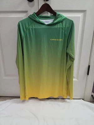 Columbia PFG Oregon Ducks 连帽衫衬衫男式 S 码黄色 Omni-Shade 足球 — 第 1/4 张图片