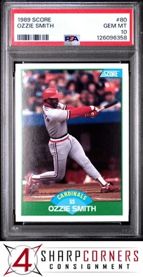 1989 SCORE #80 OZZIE SMITH CARDINALS HOF PSA 10 - Image 1 of 2