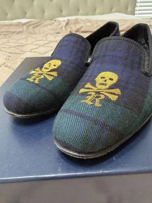 Zapatillas Rugby Ralph Lauren Talla 10.5D Reloj Negro Lino Tartán Zapatos Verde Azul Marino Foto 1 de 4