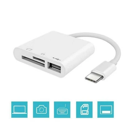 Adaptateur Lecteur Carte 3 Ports USB Type C vers Lecteur Carte SD pour MacBook Pro Ordinateur Portable k - Photo 1/4