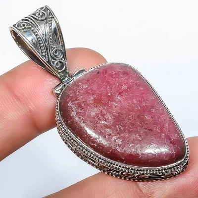 Colgante Joyería Manganeso Negro en Rodonita Chapado en Plata 2.11" T10 Foto 1 de 3