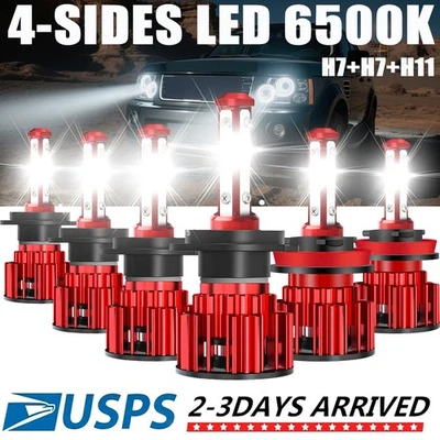 For Land Rover LR3 2005-2009 LED Headlight High Low Beam Fog Light Bulbs Kit  - Image 1 of 4