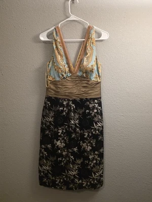 Vestido PHOEBE COUTURE de seda sin mangas estampado inspirado en Asia talla 8 Foto 1 de 3