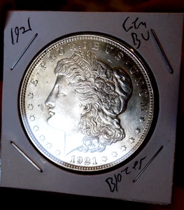 MORGAN SILVER DOLLAR 1921 GEM BU BLAZING FROSTY WHITE - Picture 1 of 6