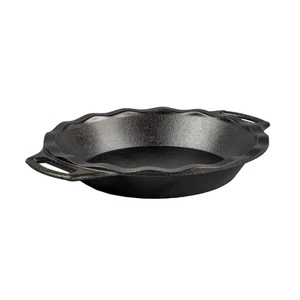 Lodge Cast Iron Crimped Pie Pan Seasoned Dual Handles 9 inch - Picture 1 of 1
