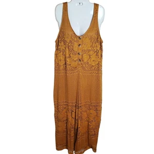 Show Me Your Mumu Med Mini Jumpsuit Mustard Yellow Lace Overlay Bohemian Chic - Picture 1 of 9