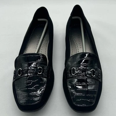 Karen Scott Shoes Womens 9M Black Croc Patent Leather Jazmin Loafers Flat NEW - Image 1 of 4