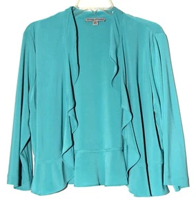 Danny and Nicole Soft Ruffled Edges Open Front Stretch Blazer Jacket Womens XL - Picture 1 of 7