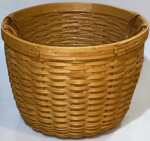 Longaberger Vintage Large Game Basket w/ Plastic Protector, Missing Lid & Pieces Cover