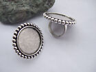 4 x Tibetan Silver Ring Trays Round/Oval Base Blank Setting Cameo Cabochon