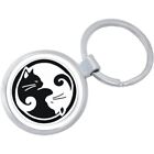 Yin Yang Cats Keychain - Includes 1.25 Inch Loop for Keys or Backpack