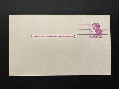 USPS Scott UY18 4c Carmine Rose Abraham Lincoln Postal Reply Card - Image 1 of 2