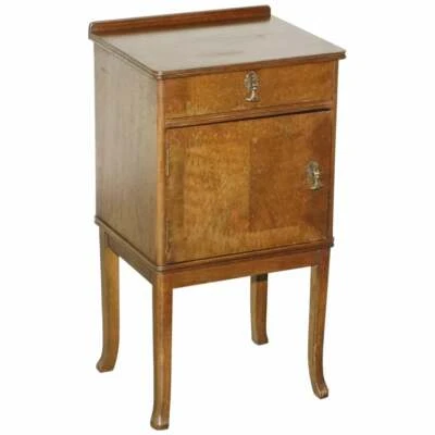 VINTAGE MAHOGANY MID CENTURY MODERN SIDE TABLE CUPBOARD SINGLE DOOR AND DRAWER - Image 1 of 4