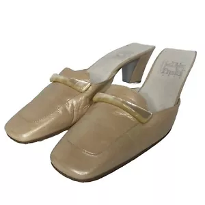 Rodolphe Menudier Kitten Heel Nude Leather Slides; Size EU 37; Made in Italy - Picture 1 of 9