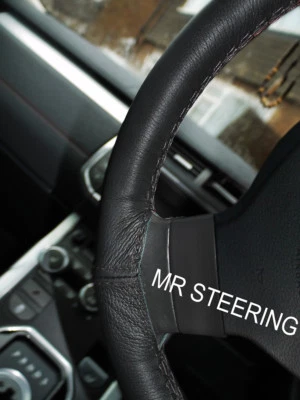 FITS LANCHESTER 1950-1954 BLACK LEATHER STEERING WHEEL COVER DOUBLE STITCHING - Image 1 of 4