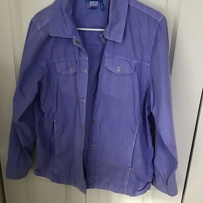 Chaqueta ligera a presión de manga larga de algodón Fresh Produce talla L bolsillo lavanda Foto 1 de 4