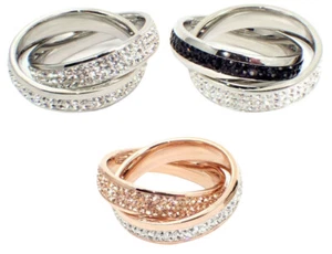 Anello IN Acciaio 316L Anello da Donna 6 MM Rosa Argento Nero Ossido Zirconio - Picture 1 of 6