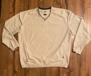 #468 Nike Golf Polyester Windbreaker Pullover Beige XL 2 Pockets That Zip 54x28 - Picture 1 of 13