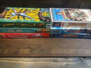 Kids VHS Lot Flintstones Jumanji Winnie The Pooh Mickey George Of Jungle Andre - Bild 1 von 5