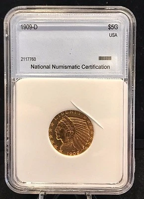 1909-D Indian Head $5.00 Gold Half Eagle   * - Image 1 of 4