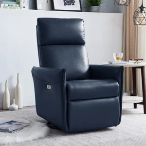 Electric Swivel Recliner Chair Sinlge Sofa Lounge Remote Control USB Port Blue - Picture 1 of 5