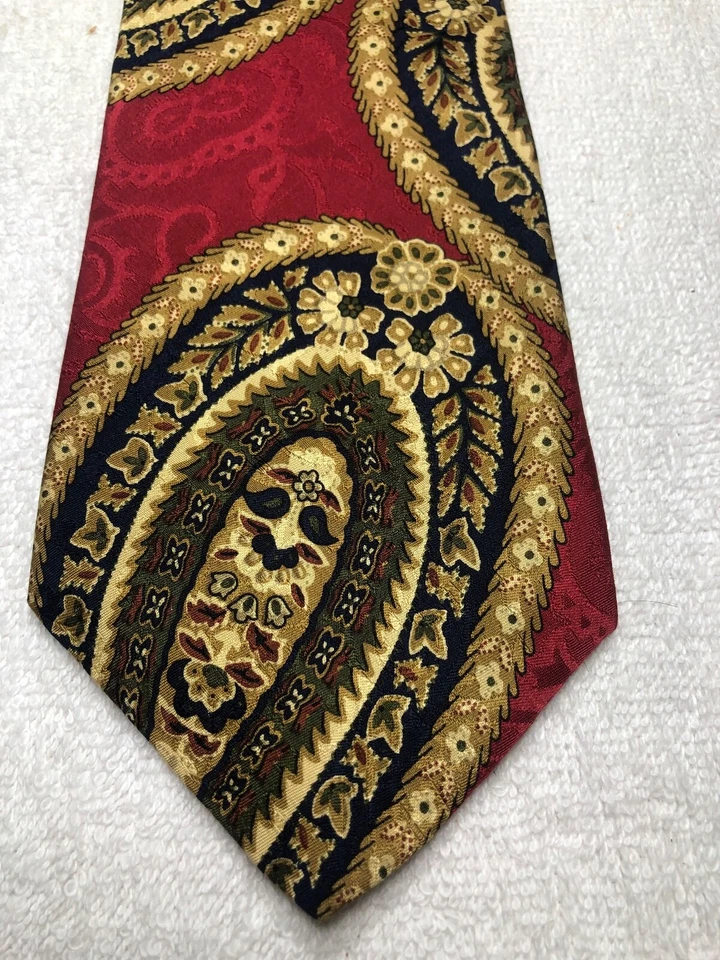 CHURCHILL CORBATA HOMBRE ROJO CON MARRÓN DORADO VERDE AZUL MARINO 3,75 X 58 Foto 1 de 4