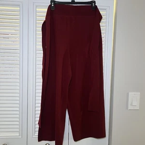 NWT MOTH Anthropologie wool-blend Wide leg size L Wine Color office work belt - Imagen 1 de 8